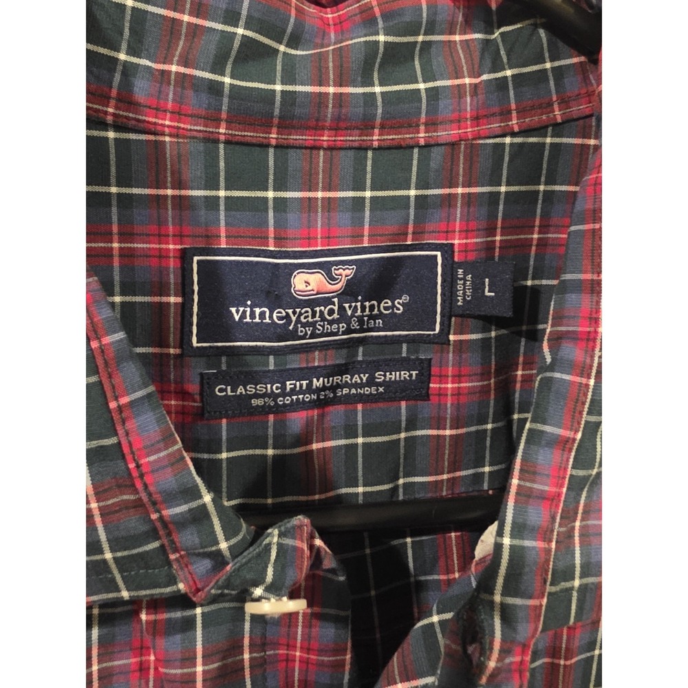 VINEYARD VINES Performance‎ Shirt Men Large Button Down Red Plaid Nylon Stretch - Picture 3 of 4